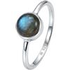 mantraroma Anello da donna in argento con pietra labradorite blu semplice e moderno