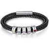 Jeweidea Bracciale Uomo Pelle Bracciale con Incisione Personalizzata Bracciale con Nome Famiglia Regalo Papà Regali Uomo Compleanno Natale Regali Personalizzati (B-5 nome)