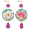 Lebole Maison Lebole Gioielli Orecchini da Donna The Circle Fiore Rosa Fondo Verde Giada Classico Fucsia