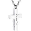 INBLUE Collana con Croce Personalizzata per Ceneri in Acciao Inossidabile Collana In Loving Memory Personalizzare Testo Croce Urna Ciondolo Supporto Ceneri Ricordo Gioielli per Uomo - Argento