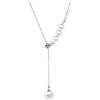 Dsnyu Collane Lunghe Perle, Catenina Argento 925 Argento A Forma di Y Gioielli Donna per Compleanno 45+3Cm