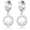FUSHENGTER Orecchini Donna S925 Orecchini A Bottone Clip Per Orecchio Donne Con Numeri Romani E Cerchio, Orecchini Femminili In Acciaio Bianco