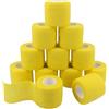Tocone 12 Rotoli Benda Elastica Bendaggio Adesiva Coesiva Benda Nastro Elastico Autoadesivo Salvapelle Sport Nastro Bendaggio Sportivo per Mani, Piedi, Ginocchia, Braccia 5cm x 4.5m (Giallo)