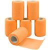 Nutoko 6 Rotoli Benda Elastica Bendaggio Adesiva Coesiva Benda Nastro Elastico Autoadesivo Salvapelle Sport Nastro Bendaggio Sportivo per Mani, Piedi, Ginocchia, Braccia 7.5cm x 4.5m (Arancia)