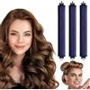 LOPHE Bigodino Morbidi, 3 Pezzi Ricci Senza Calore, Heatless Hair Curler con Filo di Ferro per Dormire Durante la Notte, Bigodino Lungo per Boccoli per Corti, Lisci o Ricci（Blu Navy）