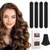 LOPHE Bigodino Morbidi, 4 Pezzi Ricci Senza Calore con 1 Seta Fazzoletto, Heatless Hair Curler con Filo di Ferro per la Notte, Bigodino Lungo per Boccoli per Corti, Lisci o Ricci（Nero）