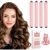 LOPHE Bigodino Morbidi, 4 Pezzi Ricci Senza Calore con 1 Seta Fazzoletto, Heatless Hair Curler con Filo di Ferro per la Notte, Bigodino Lungo per Boccoli per Corti, Lisci o Ricci（Rosa）