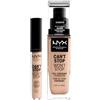 NYX Professional Makeup Can't Stop Won't Stop Correttore Tonalità 2 Alabaster Liquido Multiuso 3,5ml + Fondotinta Tonalità 02 Alabaster Liquido Waterproof Lunga Tenuta 24h 30ml - Set da 2