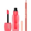 Maybelline New York Tinta Labbra SuperStay Vinyl Ink Colore 35 Cheeky Lunga Tenuta + Matita Labbra Lifter Liner Colore 05 On It a Effetto Volumizzante per Labbra Rimpolpate - Set da 2