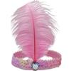Anevous 6 fasce elastiche con paillette, per capelli, con piume, alla moda, regolabili, per donne, Natale, feste, spettacoli di scena, rosa