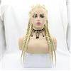 AFBeauty Parrucca bionda intrecciata 5 trecce, capelli veri 613, parrucca afro bionda per donna, lunga, fatta a mano, intrecciata, con pizzo frontale, capelli da bambino, senza colla, sintetica, resistente al