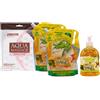 FEI FAN SET SAPONE MANI All'Olio Di Cocco: Ricarica In Busta, Deterge Con Delicatezza Mani, Viso e Corpo 1000ml + Sapone In Dispenser 500ml + Guanto In Spugna (2xRicarica+1xDispenser+1xGuanto)