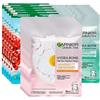 Garnier 5x Garnier SkinActive Maschera in Tessuto Hydra Bomb Idratante Energizzante con Melograno + 5x Hydra Bomb Lenitiva con Camomilla + 5x Hydra Bomb Opacizzante con Tè Verde - 15 Maschere Viso
