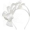 Orgoue Fascinator, fascinator con fiori e piume, da donna, per derby, cocktail, matrimoni, feste in maschera, bianco, taglia unica