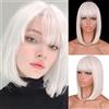 Remanbo Topper per capelli da 10 con frangia per donne con capelli diradati Topper per capelli stile bob sintetico Posticci per parrucche, bianco