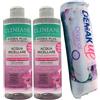 FEI FAN SET: 2x Acqua Micellare ATTIVA ANTISTRESS Per Pelli Secche o Sensibili. 3In1-Deterge, Strucca e Idrata. Con Estratto Di Malva 400ml + Dischetti Di Cotone Struccanti ORIGINAL, Confezione Da 60 Disc.