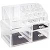 vetrine in rete Vetrineinrete® Organizer per trucchi e pennelli scatola trasparente con cassetti e scomparti organizzatore per cosmetici espositore vari modelli (1 cassetto grande 1 medio 1 piccolo) D105