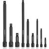 WORKPRO 9 PCS Impact Driver Extension Bar Set, 1/4, 3/8 and 1/2 Drive Socket Extension, Premium Chrome Vanadium Steel with Black Phosphate Finish, Storage Tray Included