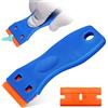 Generic Set di 10 raschietti e 200 lame in plastica, raschietto in plastica, antigraffio, raschietto in plastica, raschietto in plastica, raschietto in plastica, raschietti in plastica per la pulizia (blu)