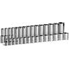 Capri Tools Set di chiavi a bussola da 3/8, cromate a 6 punte, da 8 a 22 mm, 30 pezzi