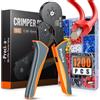 Preciva Kit di strumenti a crimpare per ghiere doppie e singole, pinza a crimpare esagonale a cricchetto 16-6 AWG 28-5 (0,08-16 mm²) con 1200 manicotti per connettore terminale