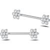 NovaNavel Piercing capezzoli fiore bianco in argento