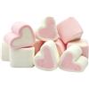 Generico Marshmallow Treccia Multicolore Senza Glutine, 1 kg, per Compleanni, Battesimi, Nascite ed Eventi (Cuori Bianchi Rosa)