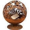 Esschert Design Braciere con Motivo a Foglie Ruggine FF294 Focolare da Esterni