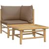 vidaXL Set Salotto da Giardino 2pz con Cuscini Tortora bambù
