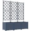 vidaXL Vaso da Giardino 3 PCS Grigio 120 x 40 x 143 cm Plastica, Vaso Moderno e Resistente per Giardino e terrazzo, Elegante Contenitore in plastica, Decorazione Outdoor