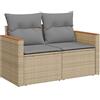 vidaXL Divano da Giardino con Cuscini a 2 Posti Beige in Polyrattan