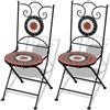 vidaXL Set 2 pz Sedia Bistro con Mosaico Terracotta/Bianco