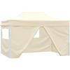 vidaXL Gazebo Professionale Pieghevole con 4 Pareti 3x4m Acciaio Crema