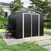 Parama Casetta Da Giardino In Acciaio Zincato 2,56x2,56xh2,16m, 6,55mq, Deposito Attrezzi con Tetto Spiovente, Porta Battente (Nero)
