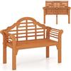 COSTWAY Panchina da Esterno Pieghevole, Panchina in Legno Massello con Braccioli Curvi e Schienale, Panchina da Giardino, Balcone e Cortile, Portata 360 kg, 123 x 54 x 96 cm (Modello 3)