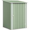 Outsunny Casetta da Giardino 0.92m² in Acciaio Zincato, Capanno Porta Attrezzi con Porta Battente Bloccabile, Tetto Inclinato, 100x104x160 cm, Verde Chiaro