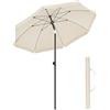 SONGMICS Ombrellone di 160 cm, UPF 50+, Inclinazione Bidirezionale a 30°, Altezza Regolabile, con Borsa da Trasporto, per Balcone Giardino Terrazzo Spiaggia, senza Base, Beige GPU60WTV1