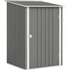 Outsunny Casetta da Giardino 0.92m² in Acciaio Zincato, Capanno Porta Attrezzi con Porta Battente Bloccabile, Tetto Inclinato, 100x104x160 cm, Grigio