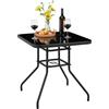 Soberine Tavolo Quadrato con Foro per Ombrello Ø 4,2 cm Tavolo da Giardino Design Elegante in Vetro per Prato Balcone Patio Piscina Spiaggia Nero