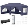 Outsunny Gazebo Pieghevole 6x3 m Pop Up con 4 Finestre e Pannelli Laterali, 2 Porte e Borsa da Trasporto, Gazebo da Esterno con 12 Fori di Draneggio in Metallo e Oxford, per Giardino, Feste, Blu