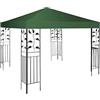 RELAX4LIFE Tetto di Ricambio per Gazebo 3x3m - Telone con Rivestimento in PA e 4 Fori di Drenaggio in Alluminio, Anti-UV, 12 Cinghie a Strappo, Angoli Rinforzati (VERDE, MONOTELO)