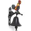 Moritz Campanello da porta con gallo colorato blu con coda di gallo, uova da parete, decorazione da giardino, in ghisa, design rustico anticato, stile retrò