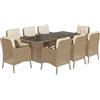 vidaXL Set da Pranzo da Giardino 9 pz con Cuscini Beige in Polyrattan