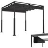 LZQ Pergola Gazebo 3x3 m con telaio acciaio robusto e tetto poliestere rivestito PA regolabile, protezione solare anti-intemperie per giardino e terrazza (nero)