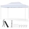 RELAX4LIFE Gazebo Pop-Up Impermeabile 445 x 300 CM, Tenda da Viaggio Pieghevole con 3 Regolazioni di Altezza, Protezione Solare, per Giardino, Spiaggia (BIANCO)