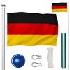 tectake® Asta Alluminio 625 cm con Bandiera, Corda e Piantone, Set, Regolabile in Altezza, Asta Allungabile, Asta Bandiera Esterno, Asta per Bandiera da Giardino - Germania