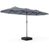 COSTWAY Ombrelloneda Giardino Doppio 400 x 200 cm, Ombrellone Rettangolare con Base, Anti-UV, con Manovella e 12 Stecche, per Giardino Piscina Patio (Grigio)