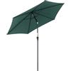 Outsunny Ombrellone da Giardino Ø2.6x2.35 m Inclinabile con Manovella, Ombrellone da Esterno a 6 Stecche in Alluminio, Metallo e Poliestere 180g/㎡, Verde Scuro