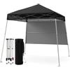 COSTWAY Gazebo Pop-up da Esterno 182 x 182 cm, Gazebo Pieghevole con 1 Parete Laterale, Gambe Inclinabili Regolabili e 4 Picchetti, Tendone Impermeabile per Feste, Campeggio e Picnic (Nero)