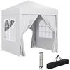 Outsunny Gazebo 2x2 m Pop-up Impermeabile con 4 Pareti Rimovibili, Gazebo Pieghevole in Metallo e Poliestere con Borsa da Trasporto, Bianco